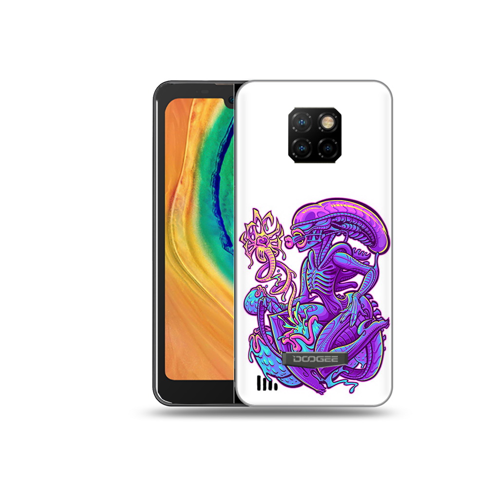 

Чехол MyPads Tocco для Doogee S88 Plus чужой фиолетовый цвет, Прозрачный, Tocco