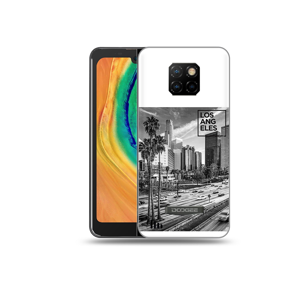 

Чехол MyPads Tocco для Doogee S88 Plus черно белый лос анджелес, Прозрачный, Tocco