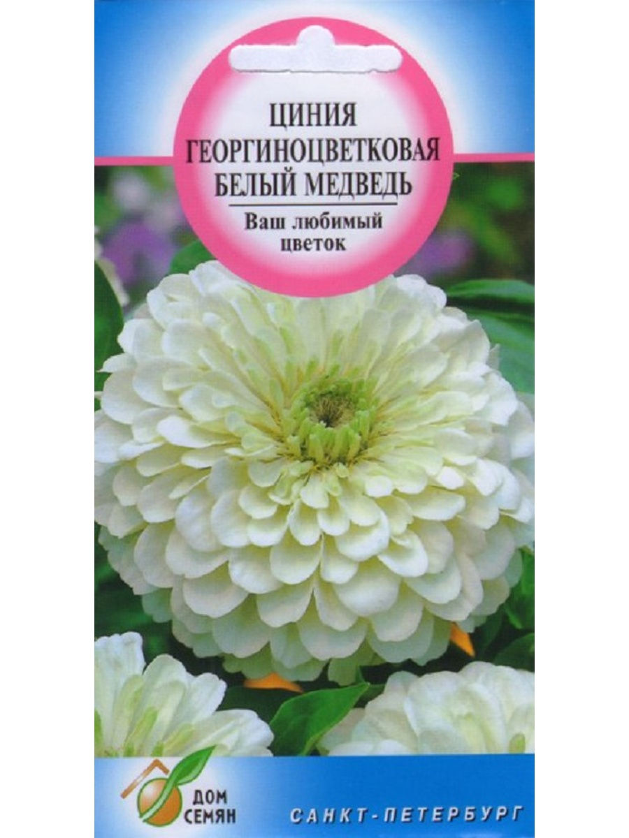

Семена Цинния георгиноцветковая Белый медведь 0,3 г