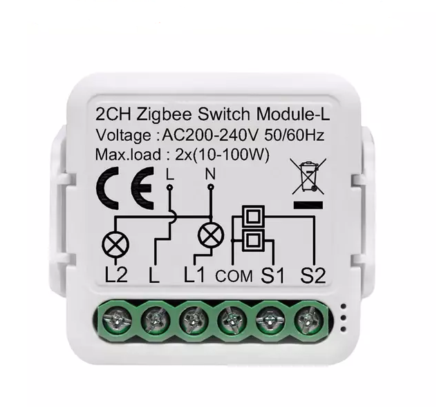 

Модуль выключателя света Tuya Zigbee 3.0 без нулевого провода, двухклавишный