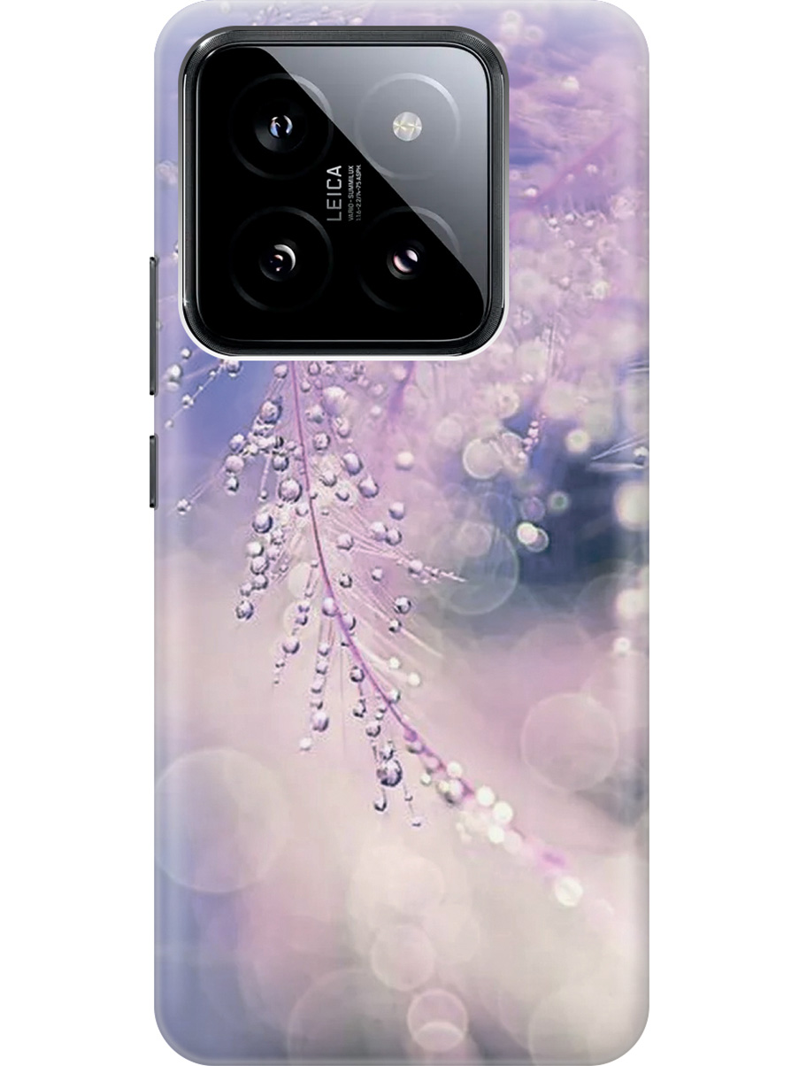 

Силиконовый чехол на Xiaomi 14 Pro с рисунком "Ветка в капельках", Белый;синий;фиолетовый, 20012089