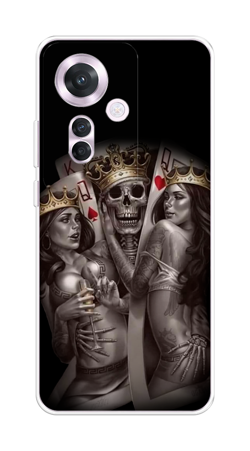 

Чехол на Oppo Reno 11F "Карты король и королевы", Серый;желтый, 2516650-1