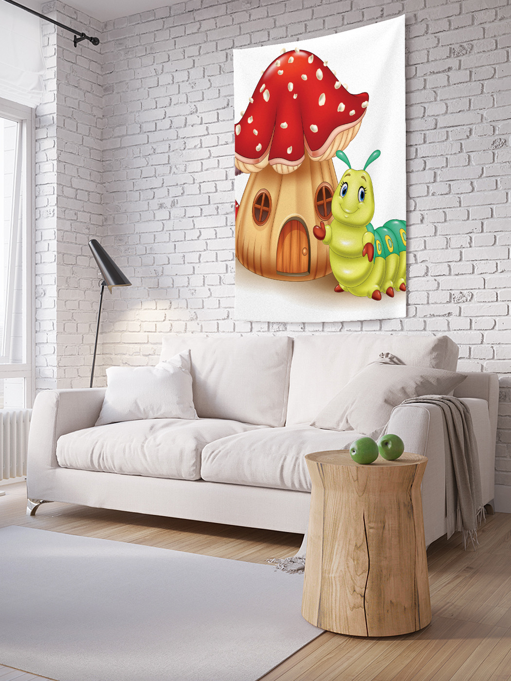 

Вертикальное фотопанно на стену JoyArty Гусеница в грибе 150x200 см, Гусеница в грибе