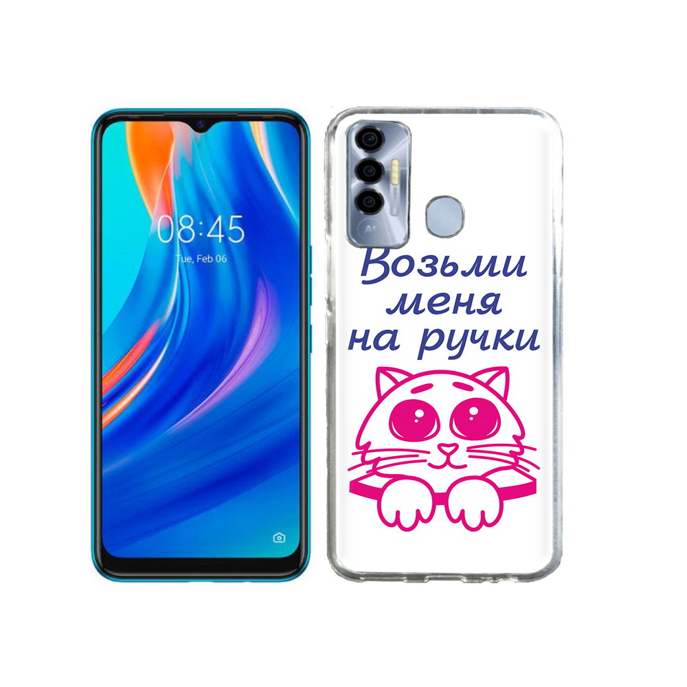 

Чехол MyPads Tocco для Tecno Spark 7P мяу, Прозрачный, Tocco
