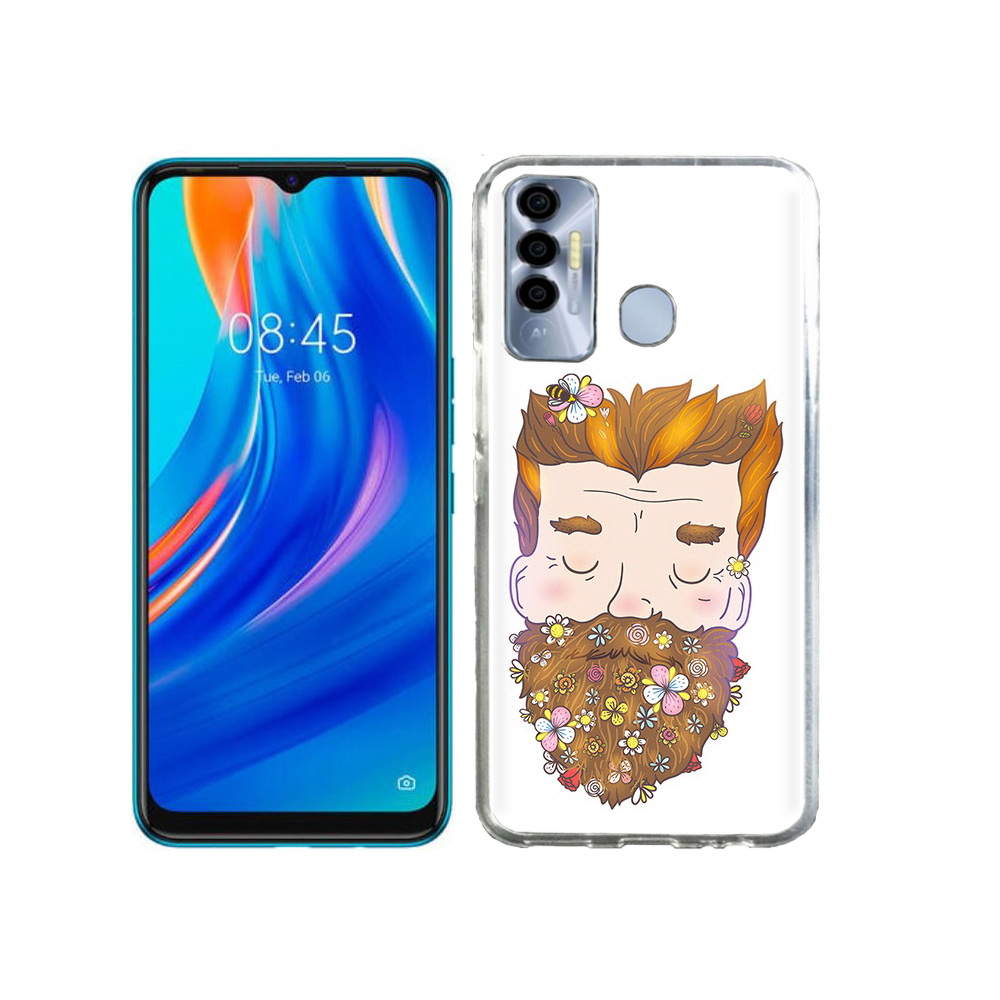 

Чехол MyPads Tocco для Tecno Spark 7P мужчина с цветами в бороде, Прозрачный, Tocco