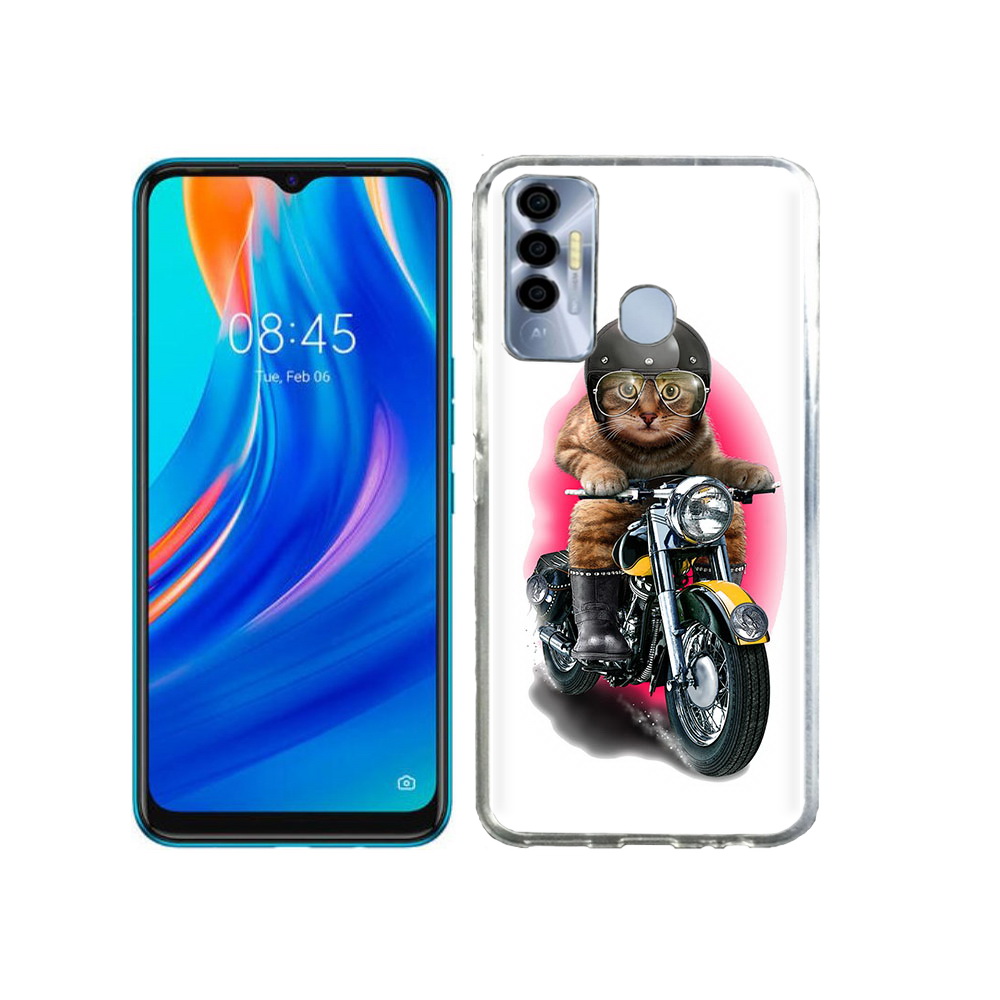 

Чехол MyPads Tocco для Tecno Spark 7P мото-кот, Прозрачный, Tocco