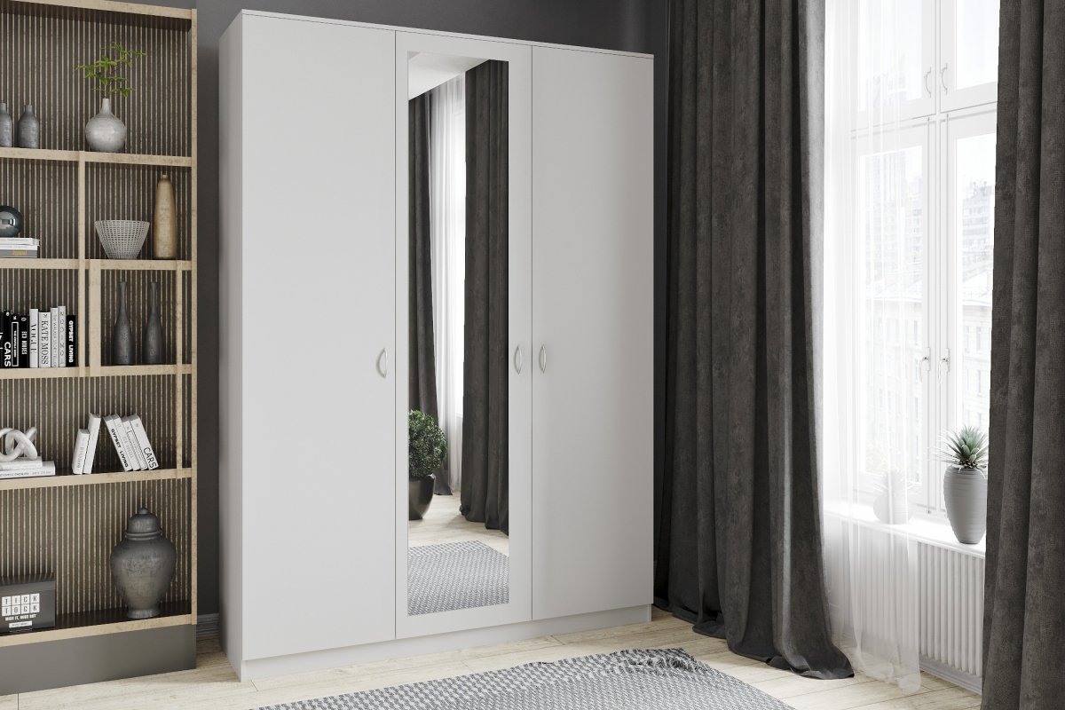 

Шкаф распашной Лайт-3 Белый для одежды трёхдверный 120х210х40 Мегамебель