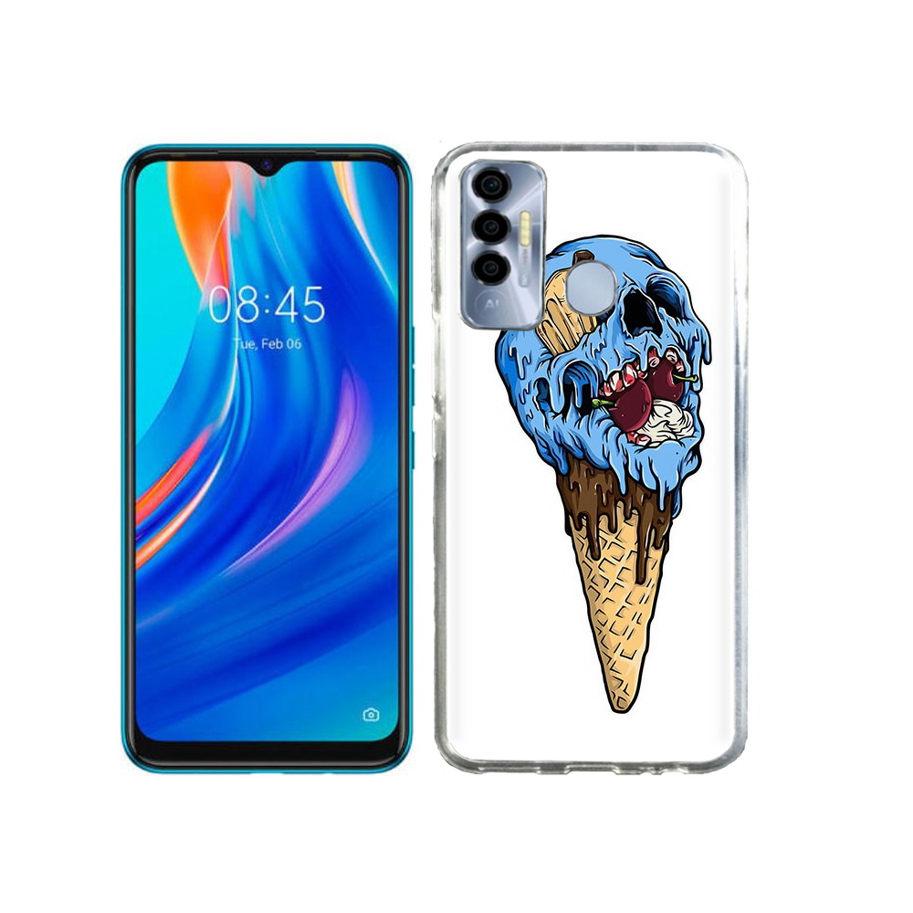 

Чехол MyPads Tocco для Tecno Spark 7P мороженное череп, Прозрачный, Tocco