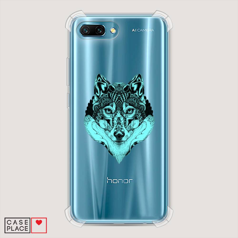 

Чехол Awog на Honor 10 "Бирюзовый волк", Голубой;черный, 65351-1