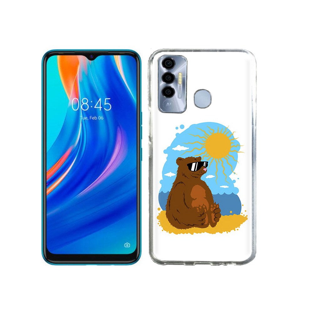 

Чехол MyPads Tocco для Tecno Spark 7P медведь на чиле, Прозрачный, Tocco