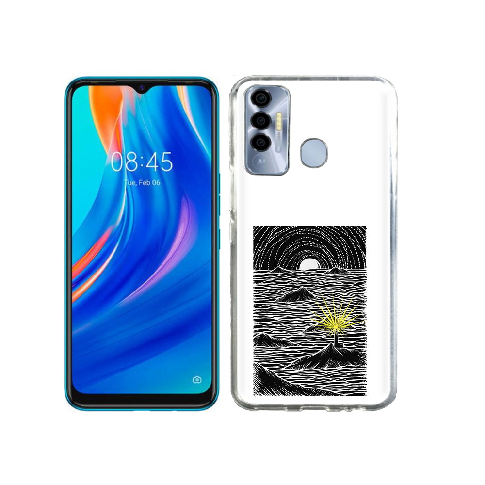 

Чехол MyPads Tocco для Tecno Spark 7P маяк в черно белом море, Прозрачный, Tocco
