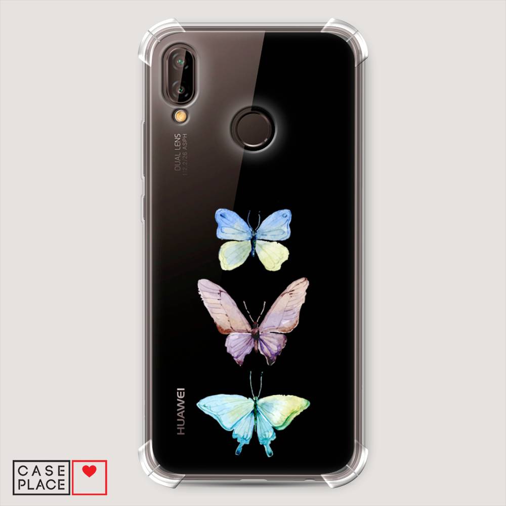 фото Чехол awog "акварельные бабочки" для huawei p20 lite