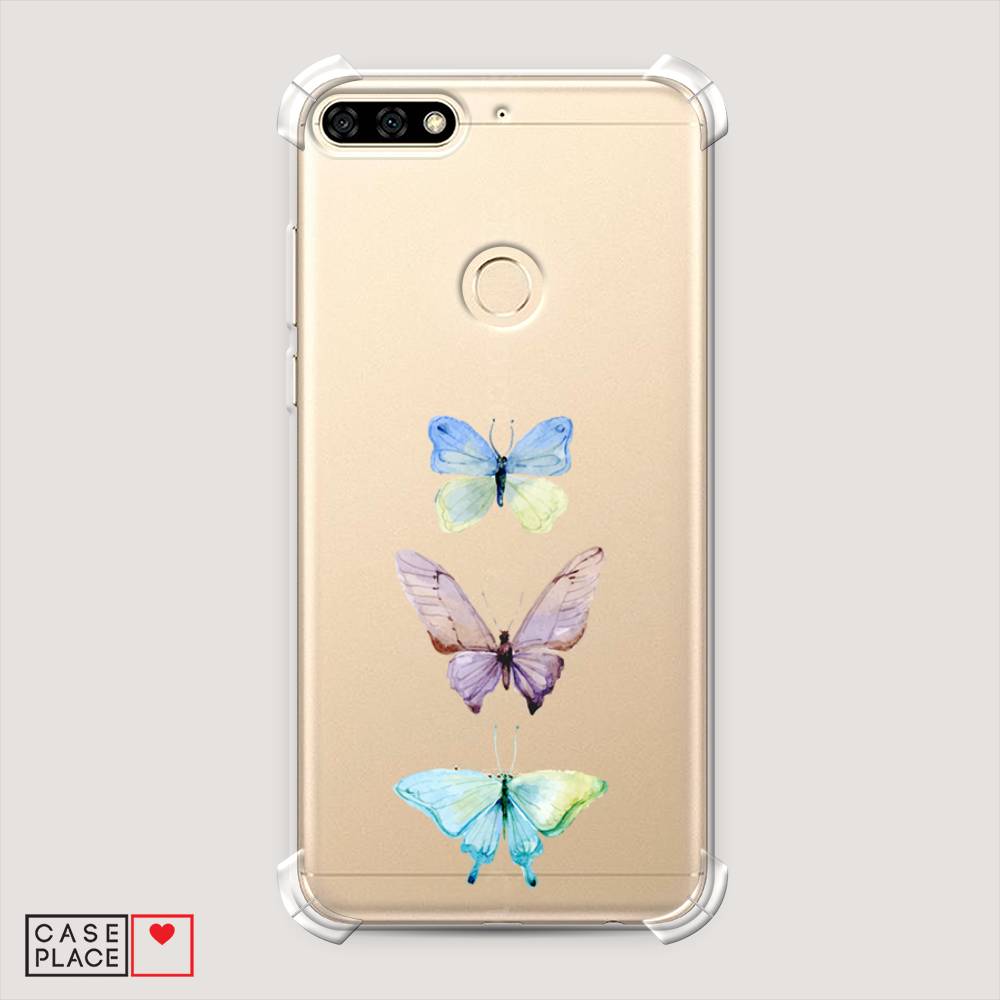 фото Чехол awog "акварельные бабочки" для honor 7c