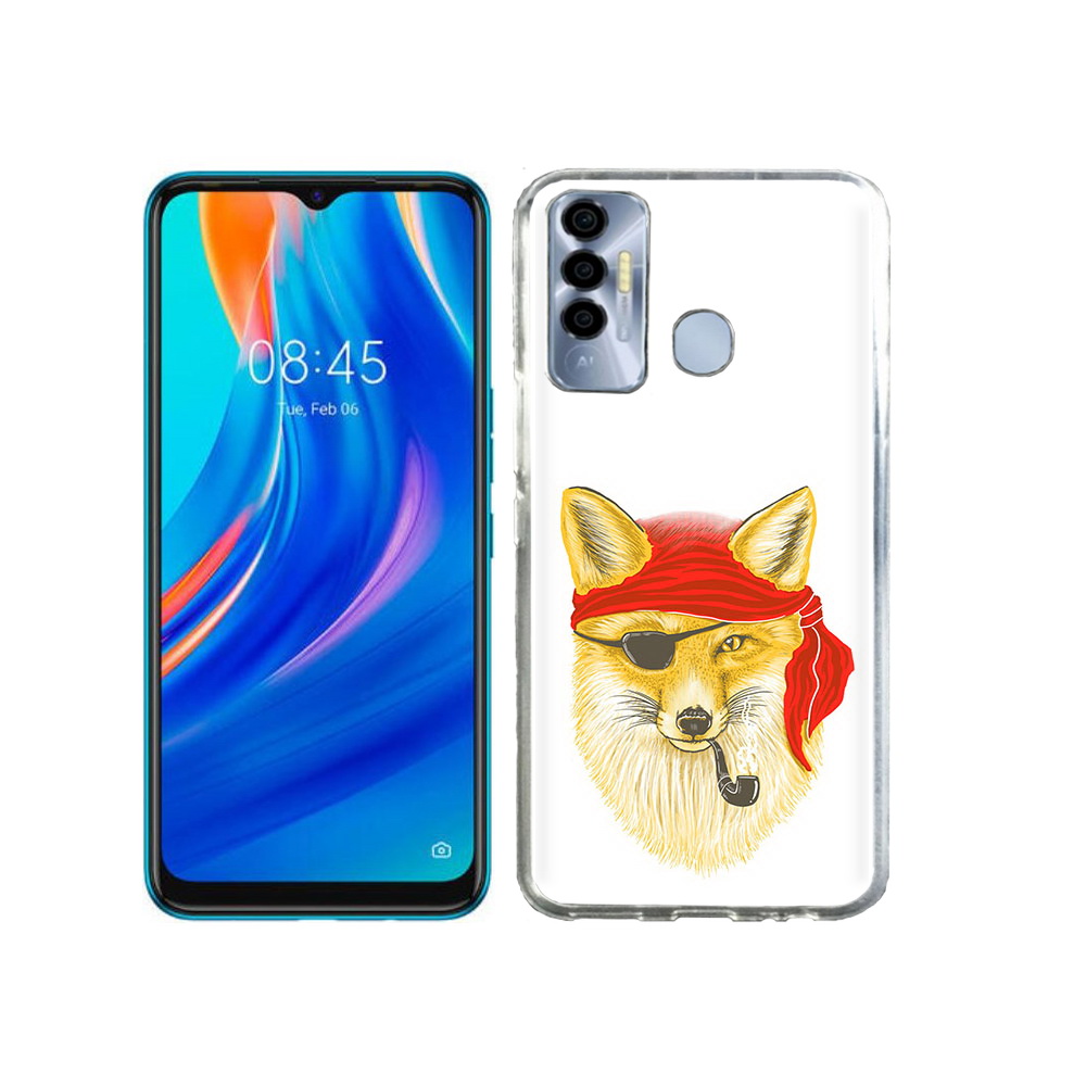 

Чехол MyPads Tocco для Tecno Spark 7P лиса-пират, Прозрачный, Tocco