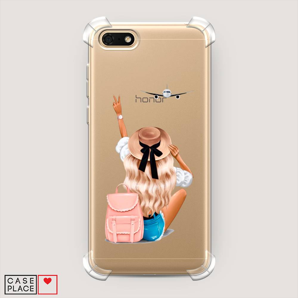 

Чехол Awog на Huawei Y5 Prime 2018 "Автостопом самолетом", Бежевый;розовый;голубой, 66351-1