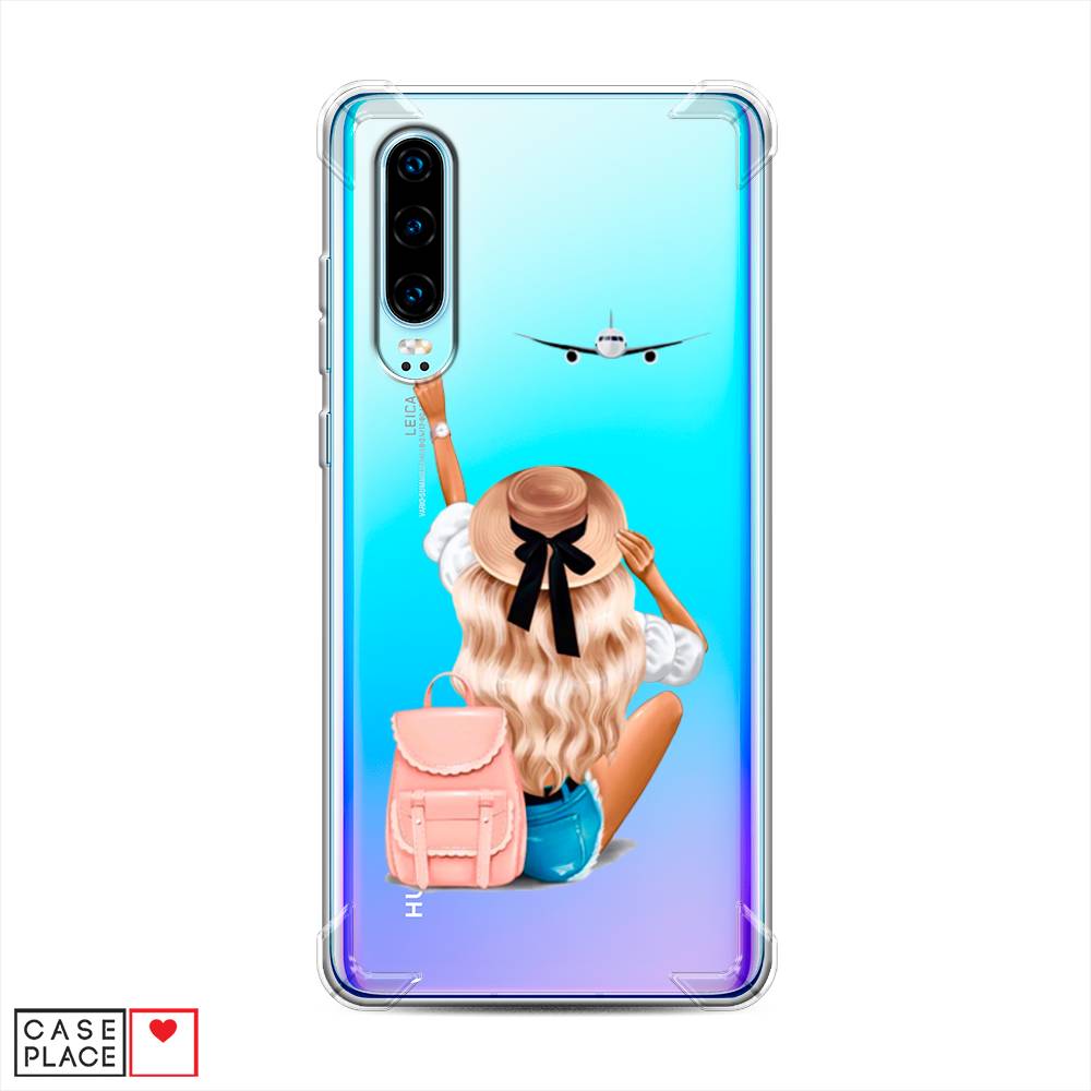 

Чехол Awog на Huawei P30 "Автостопом самолетом", Бежевый;розовый;голубой, 68551-1