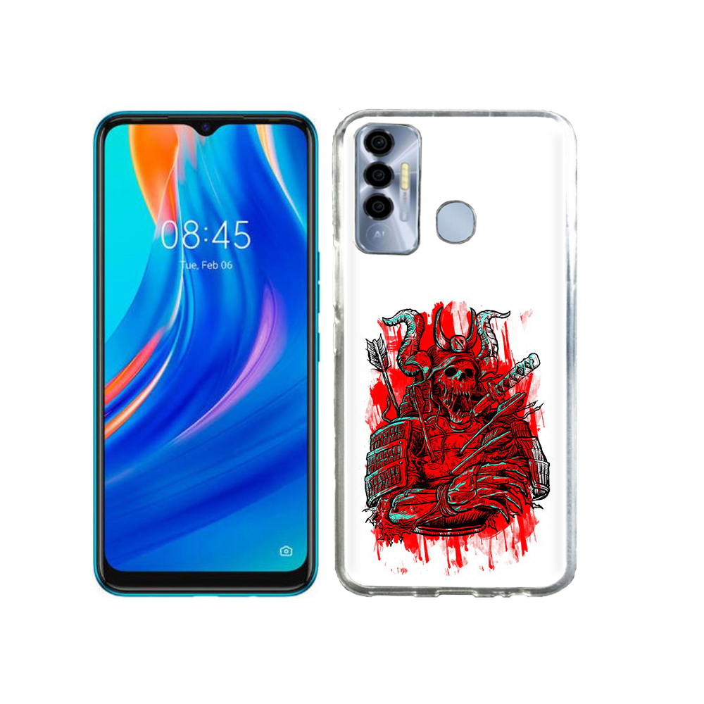 

Чехол MyPads Tocco для Tecno Spark 7P красный скелет воин, Прозрачный, Tocco