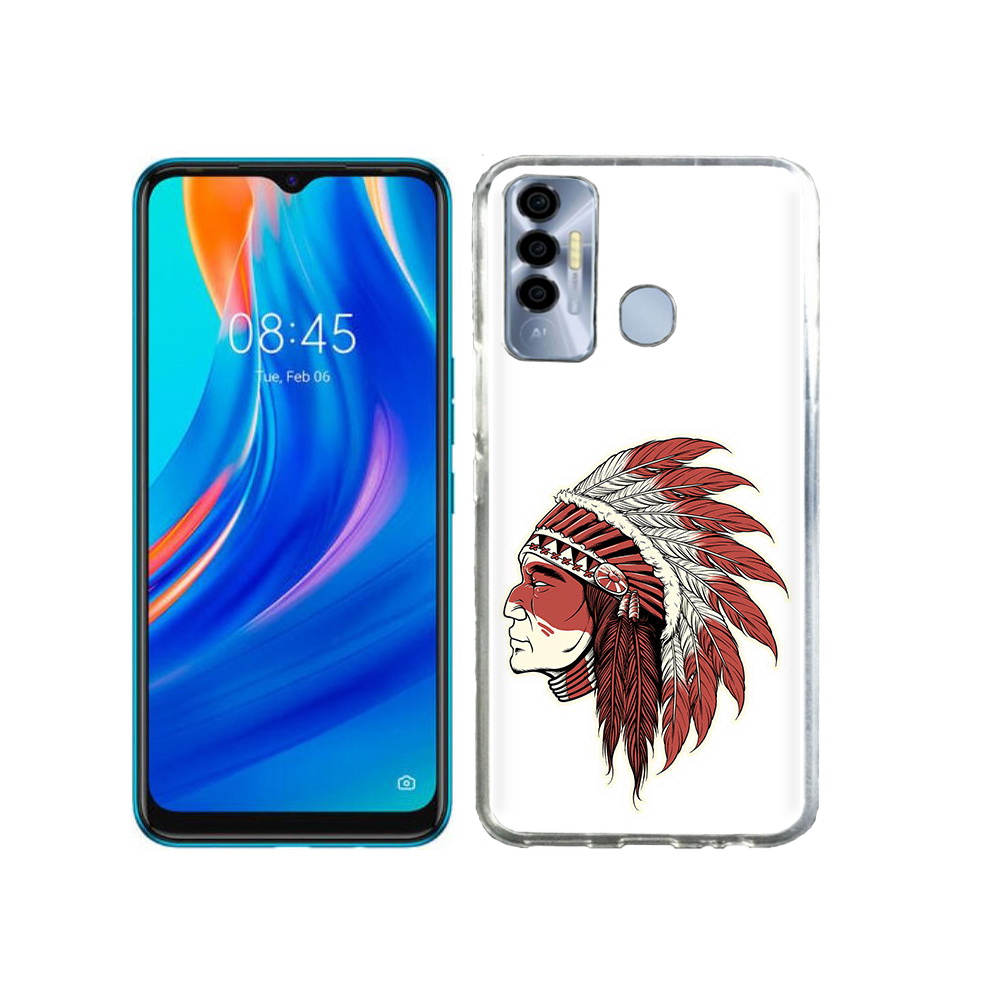 

Чехол MyPads Tocco для Tecno Spark 7P красный индеец, Прозрачный, Tocco