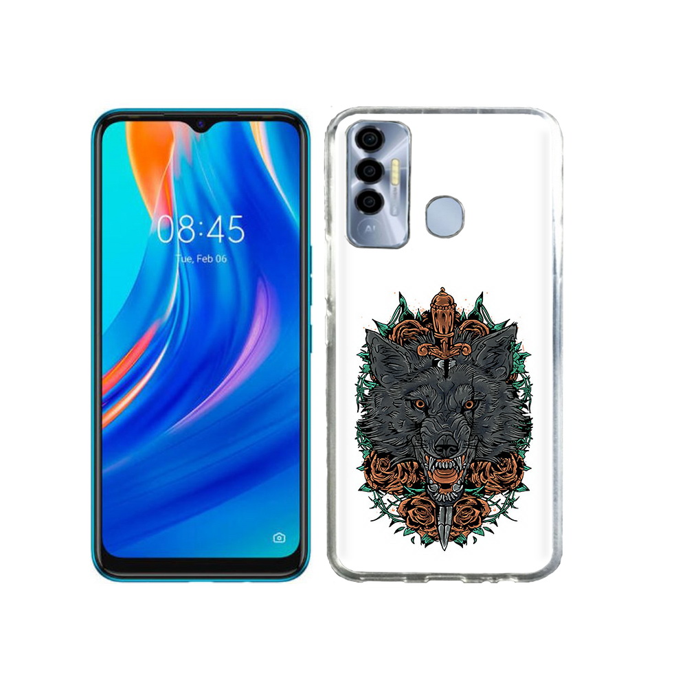 

Чехол MyPads Tocco для Tecno Spark 7P красивый злой волк, Прозрачный, Tocco