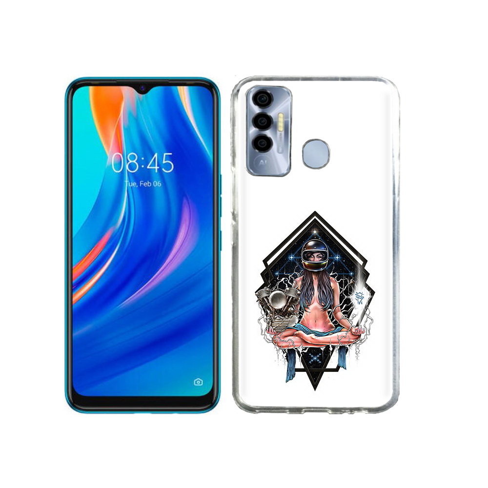 

Чехол MyPads Tocco для Tecno Spark 7P красивая девушка в шлеме, Прозрачный, Tocco