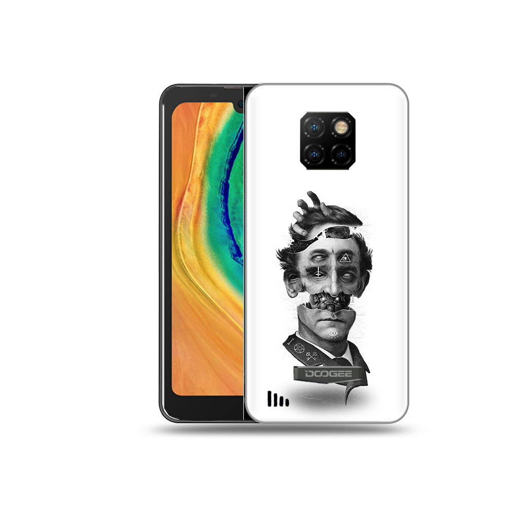 

Чехол MyPads Tocco для Doogee S88 Plus страшное лицо абстракция, Прозрачный, Tocco