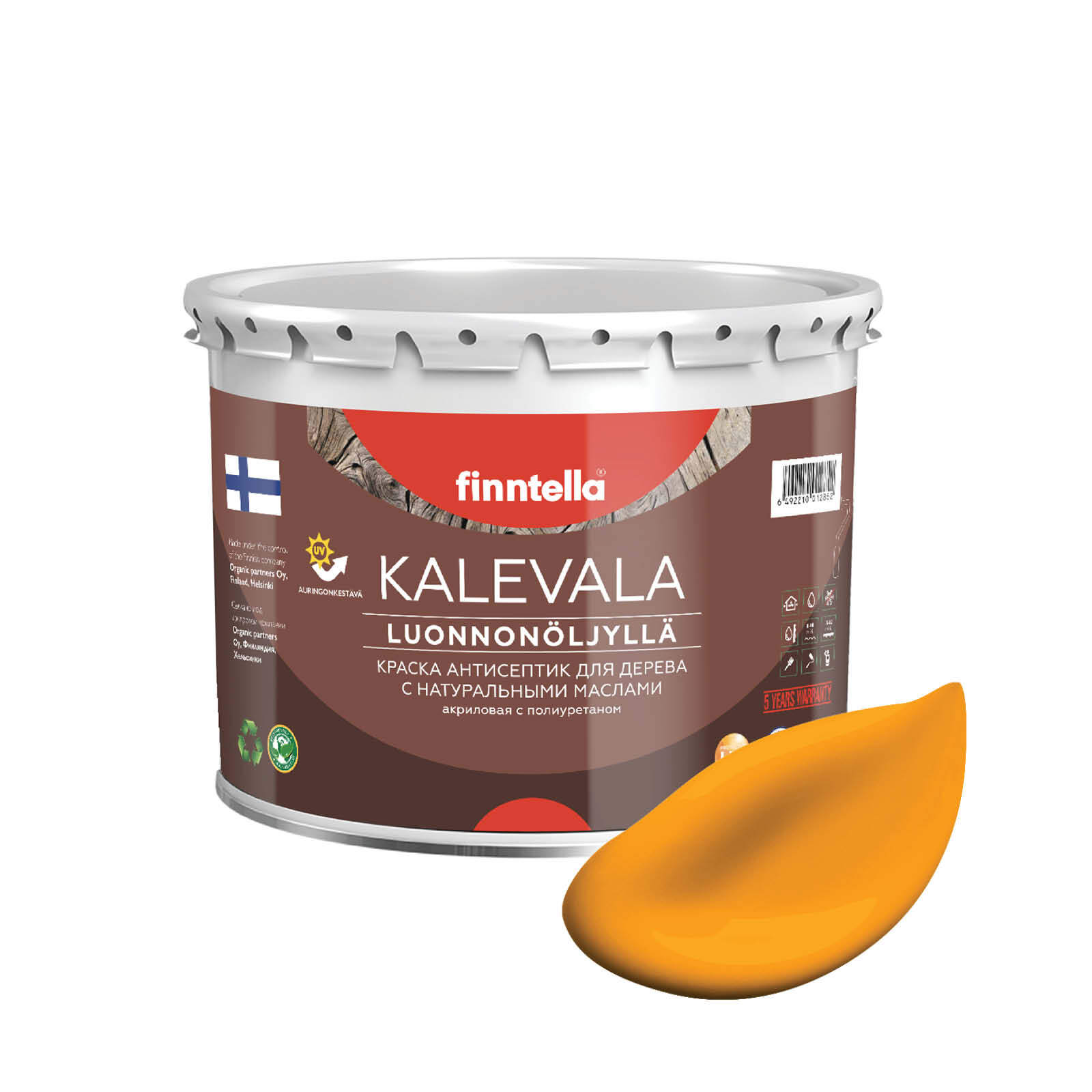 

Краска для дерева и деревянных фасадов FINNTELLA KALEVALA, с натуральным маслом и полиурет, Желтый, KALEVALA NLC