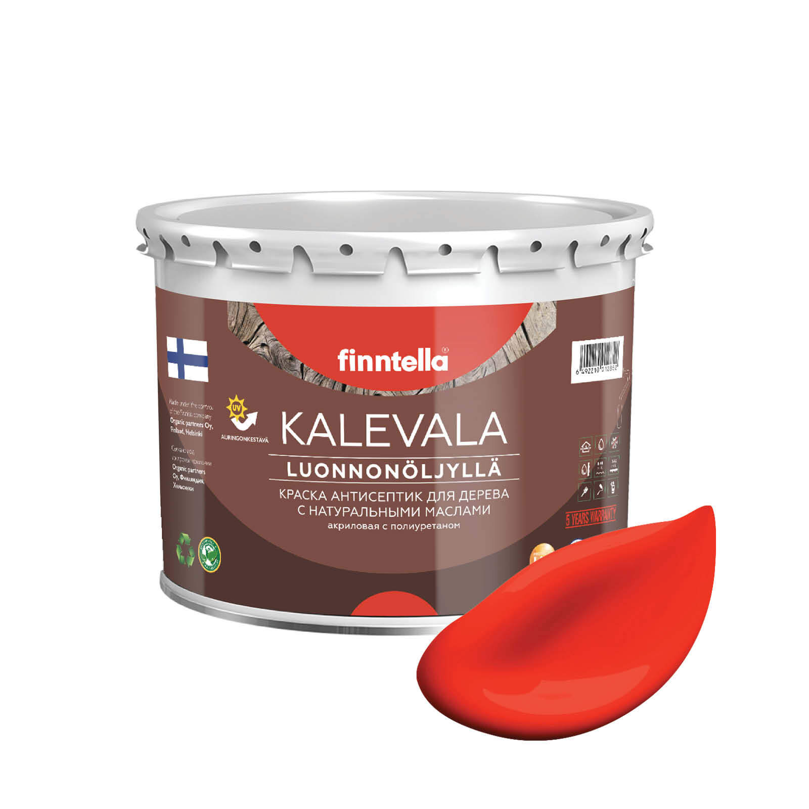 

Краска для дерева и деревянных фасадов FINNTELLA KALEVALA, с натуральным маслом и полиурет, Красный, KALEVALA NLC