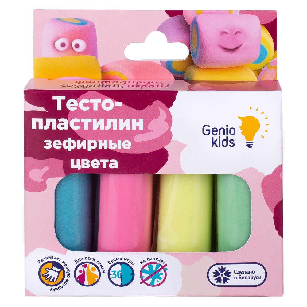 фото Набор для детской лепки "тесто-пластилин. зефирные цвета", 4 цвета genio kids