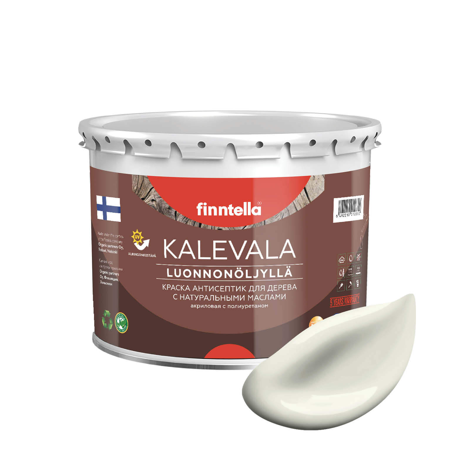 

Краска для дерева и деревянных фасадов FINNTELLA KALEVALA, с натуральным маслом и полиурет, Белый, KALEVALA NLC