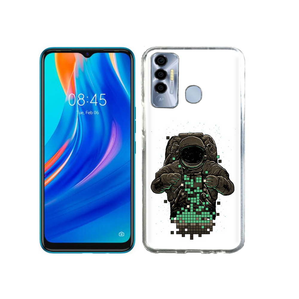 

Чехол MyPads Tocco для Tecno Spark 7P космонавт с пикселями, Прозрачный, Tocco
