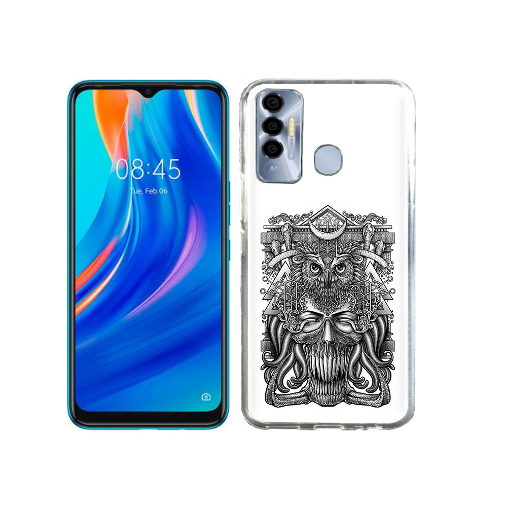 

Чехол MyPads Tocco для Tecno Spark 7P зубастая сова, Прозрачный, Tocco