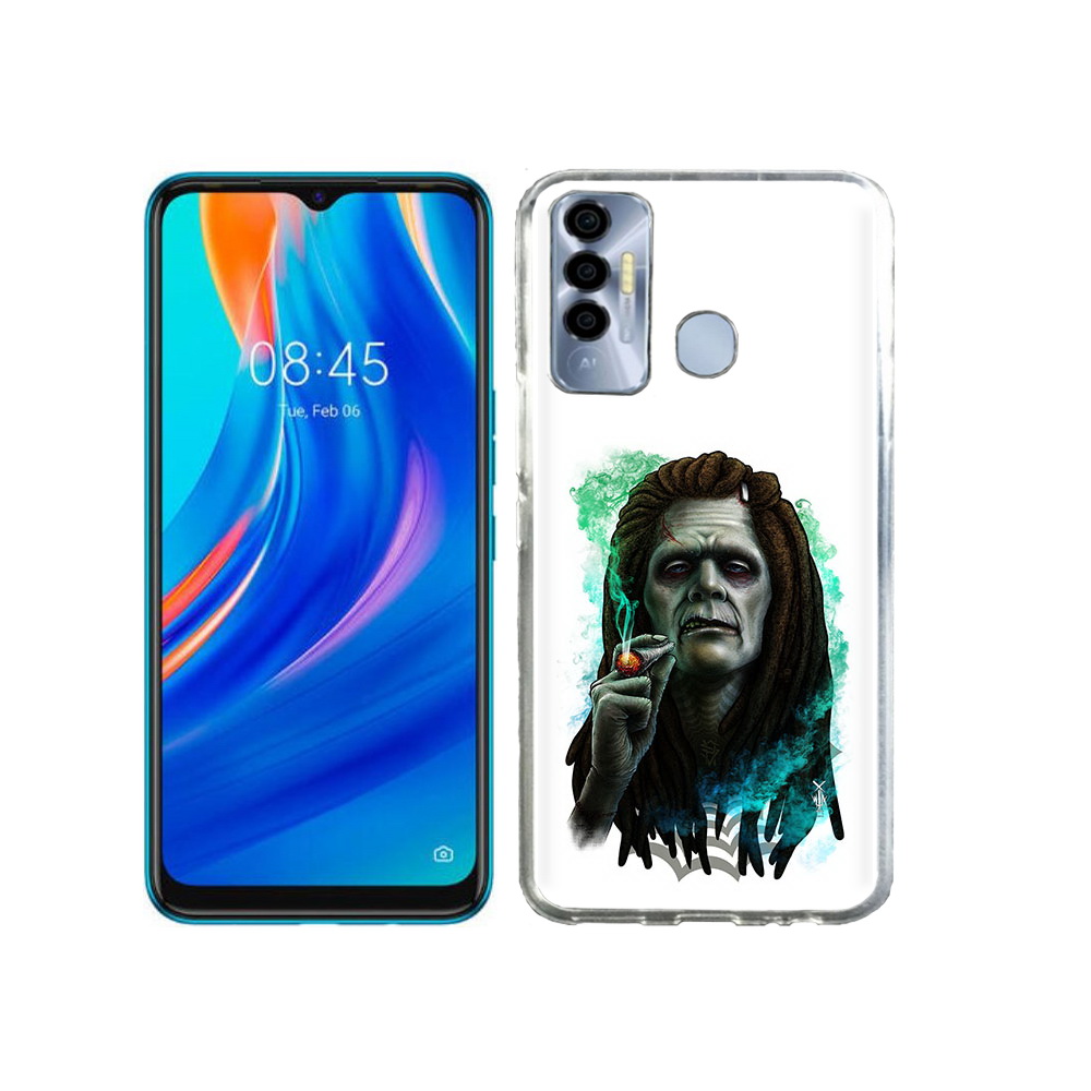 

Чехол MyPads Tocco для Tecno Spark 7P зеленый мужчина с сигаретой, Прозрачный, Tocco