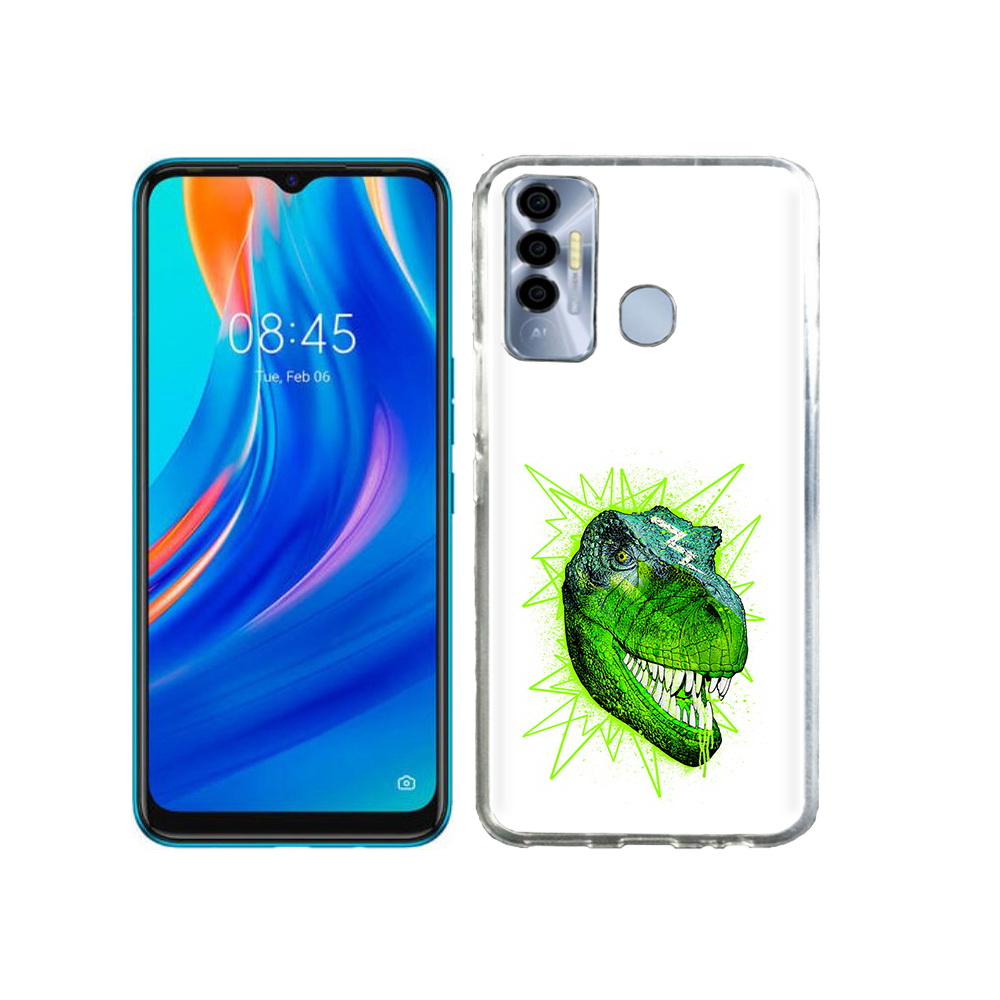 

Чехол MyPads Tocco для Tecno Spark 7P зеленый динозавр, Прозрачный, Tocco