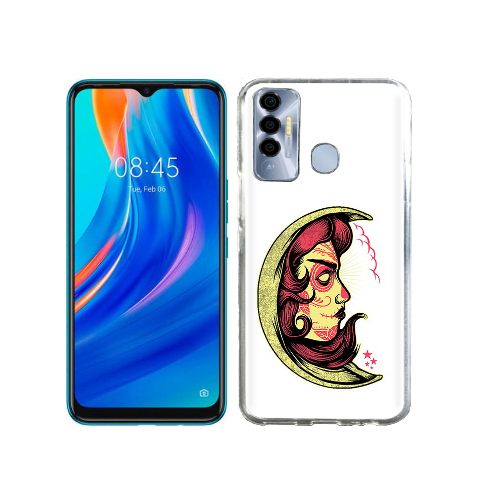 

Чехол MyPads Tocco для Tecno Spark 7P желтый полумесяц с лицом девушки, Прозрачный, Tocco