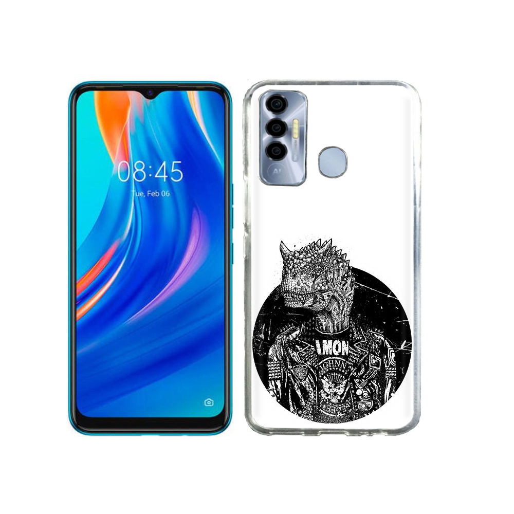 

Чехол MyPads Tocco для Tecno Spark 7P динозавр в куртке, Прозрачный, Tocco