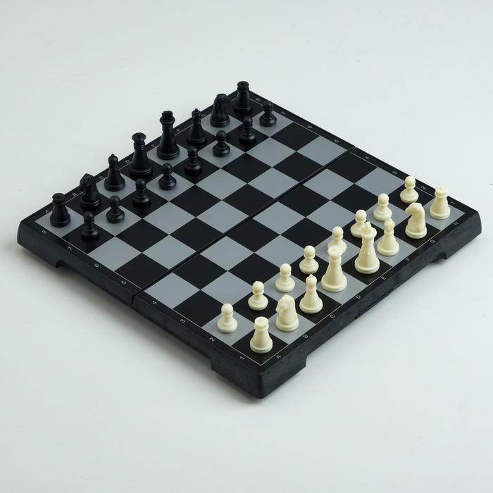 

Игра настольная "Шахматы", магнитная доска, 19.5 х 19.5 см, чёрно-белые