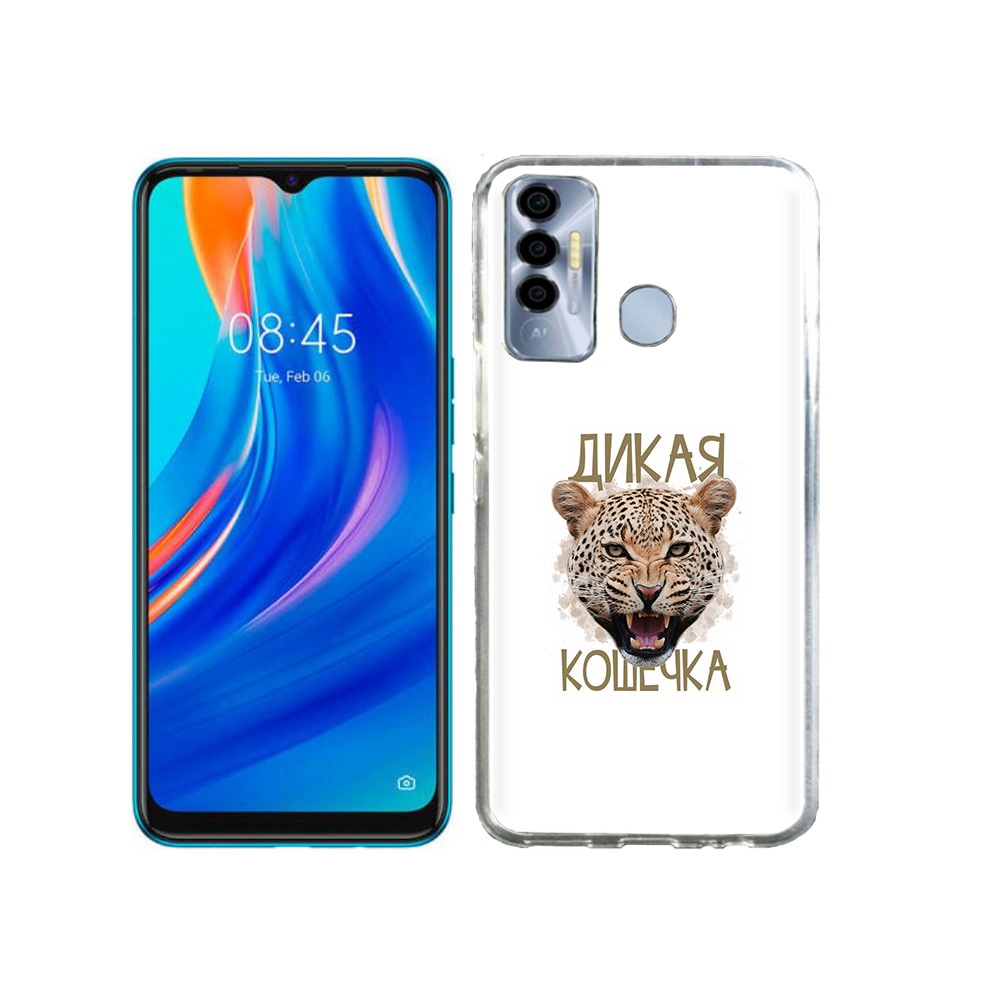 

Чехол MyPads Tocco для Tecno Spark 7P дикая кошечка, Прозрачный, Tocco
