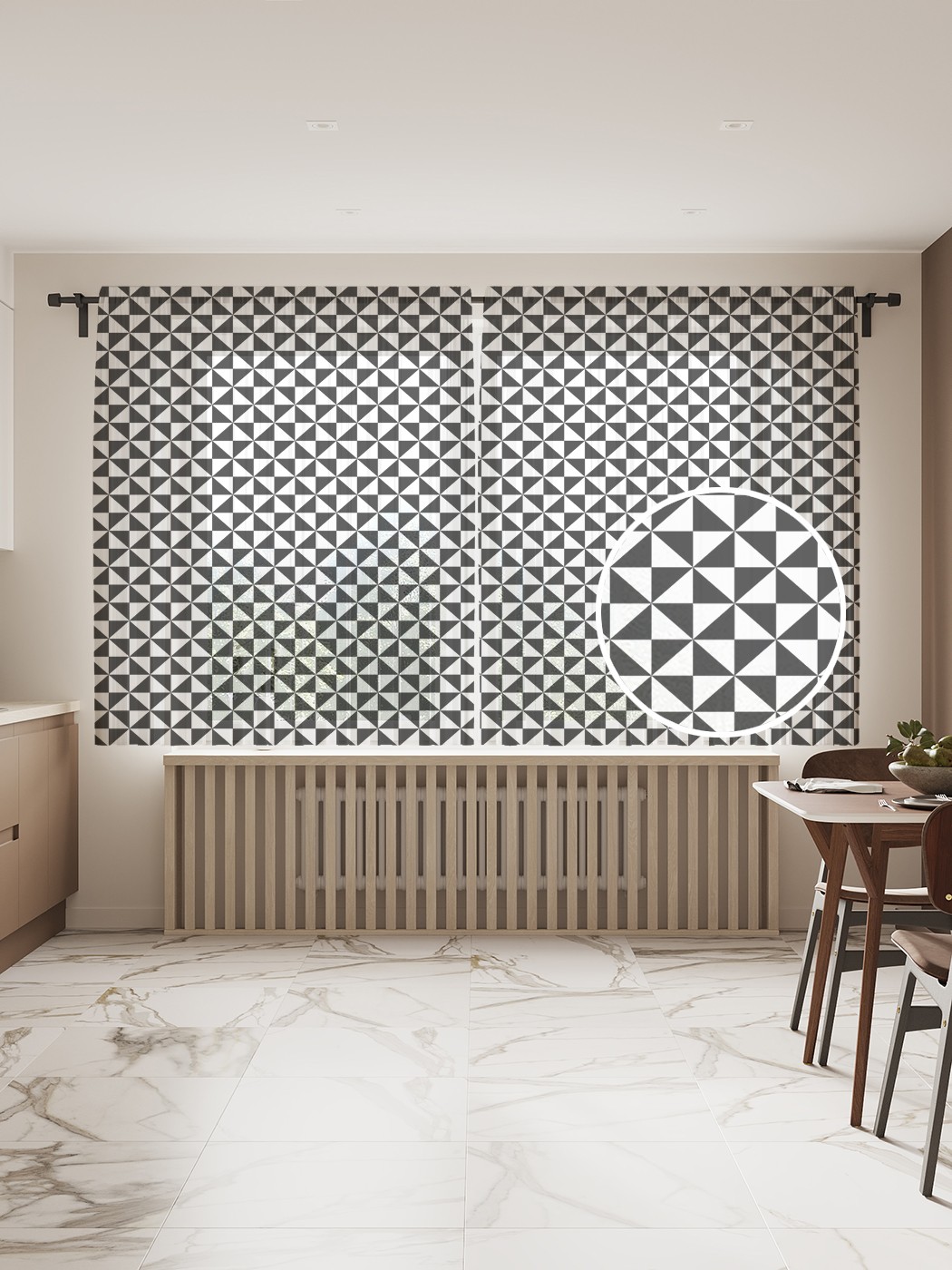 

Фототюль JoyArty "Полотно мелких треугольников" 145x180см, 2 полотна, лента, 50 крючков, Полотно мелких треугольников