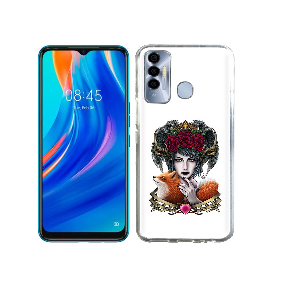 

Чехол MyPads Tocco для Tecno Spark 7P девушка с лисой, Прозрачный, Tocco