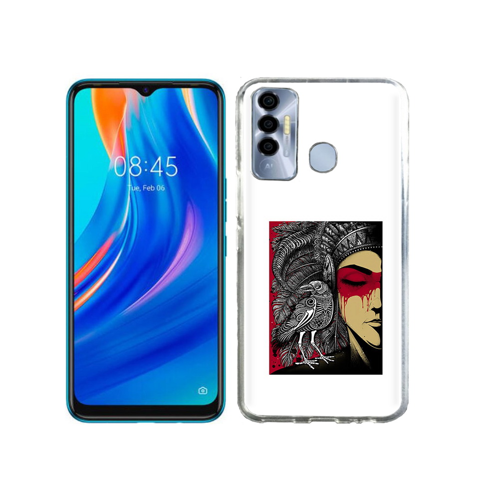 

Чехол MyPads Tocco для Tecno Spark 7P девушка с вороном в абстракции, Прозрачный, Tocco