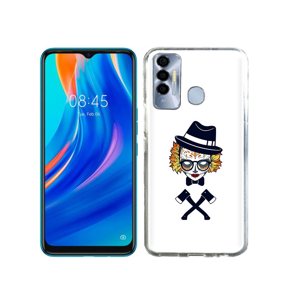 

Чехол MyPads Tocco для Tecno Spark 7P девушка в маске с топорами рисунок, Прозрачный, Tocco