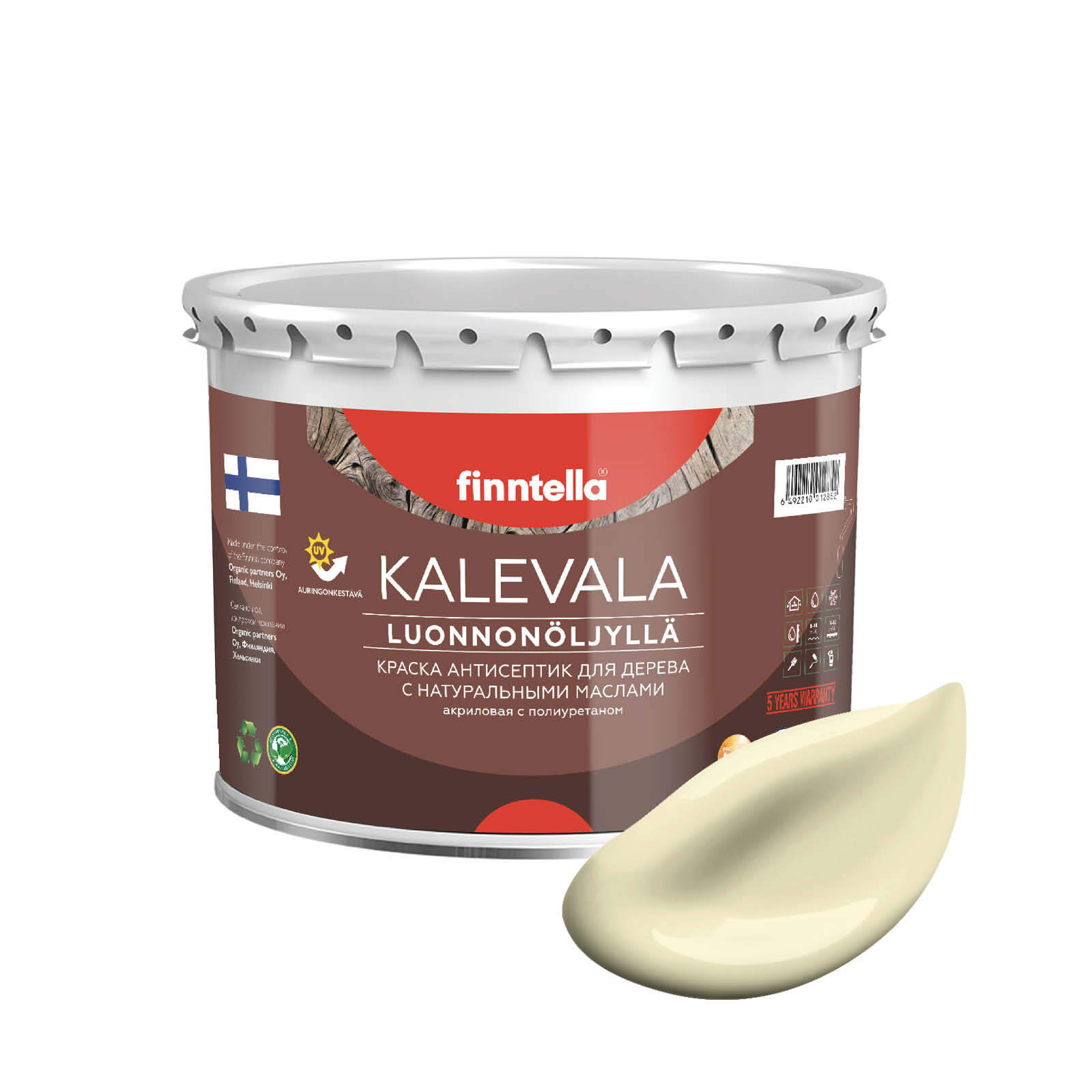 

Краска для дерева и деревянных фасадов FINNTELLA KALEVALA, с натуральным маслом и полиурет, Желтый, KALEVALA NLC