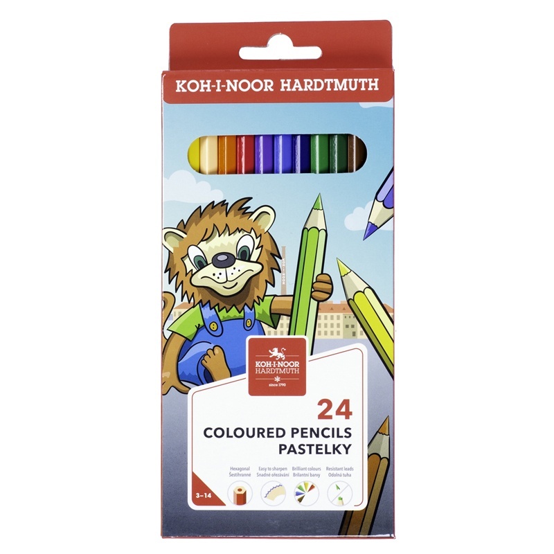 

Карандаши цветные KOH-I-NOOR Lion 24 цвета заточенные картон европодвес 150г, Разноцветные
