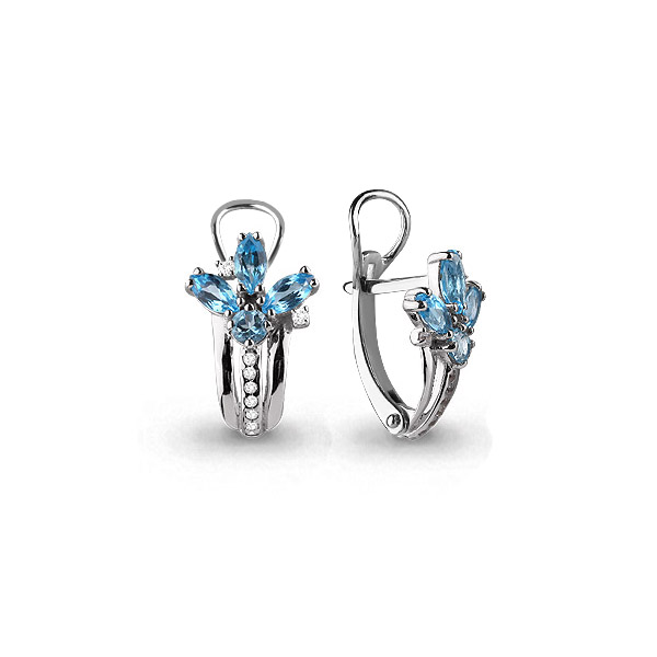 

Серьги из серебра с топазом/фианитом Aquamarine 4458205А_925_з, 4458205А_925_з
