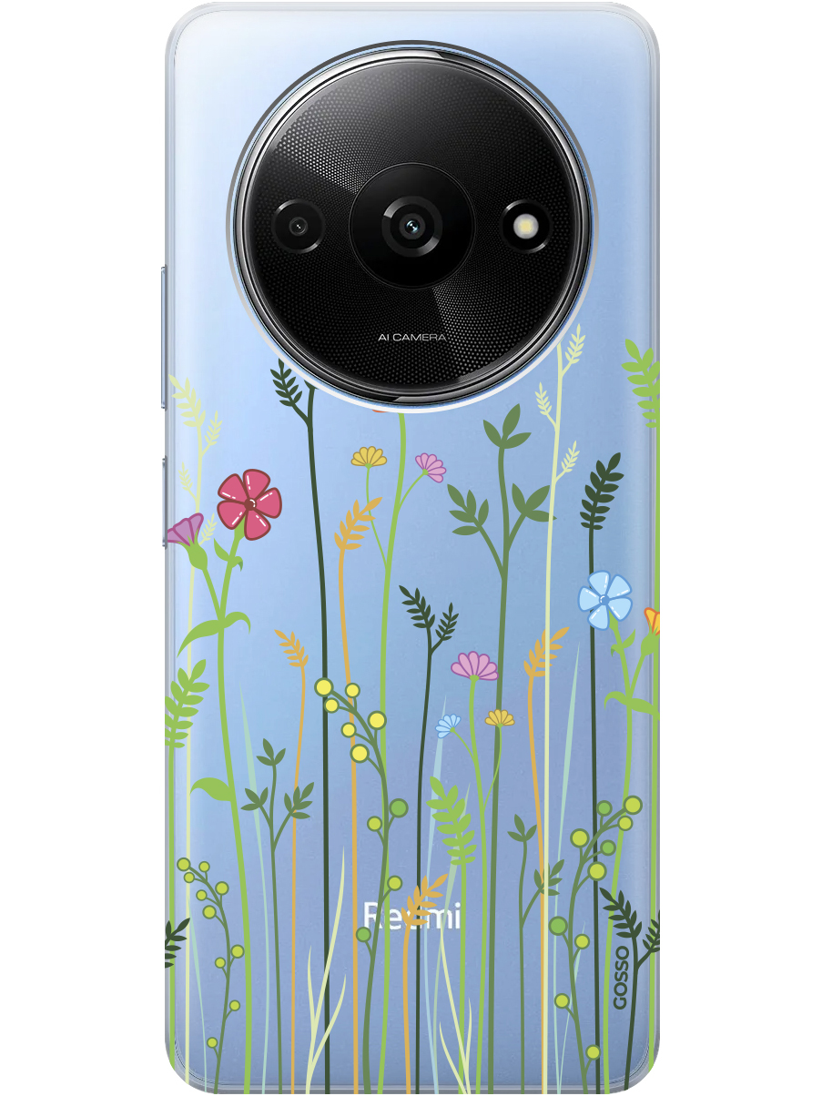 

Силиконовый чехол на Xiaomi Redmi A3 с рисунком "Flowers and Fern" прозрачный, Прозрачный;желтый;зеленый;розовый, 20012118