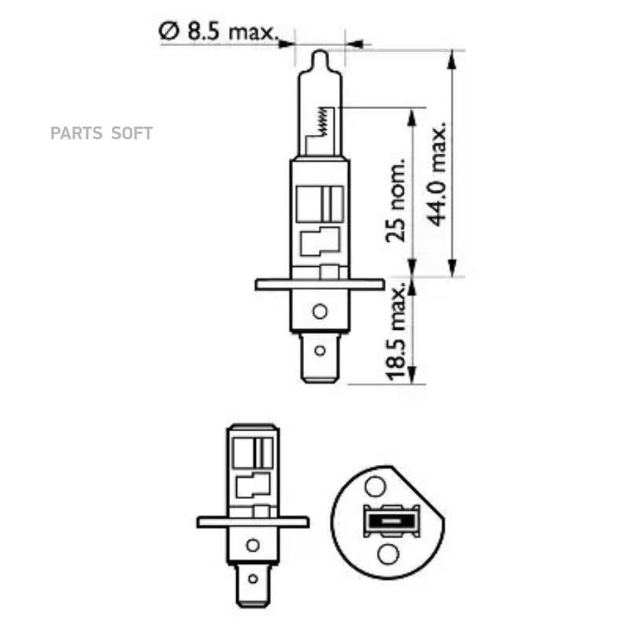 

Лампа 12 В H1 55 Вт Дальнего Света Long Life Галогенная Блистер Philips Philips арт. 1225