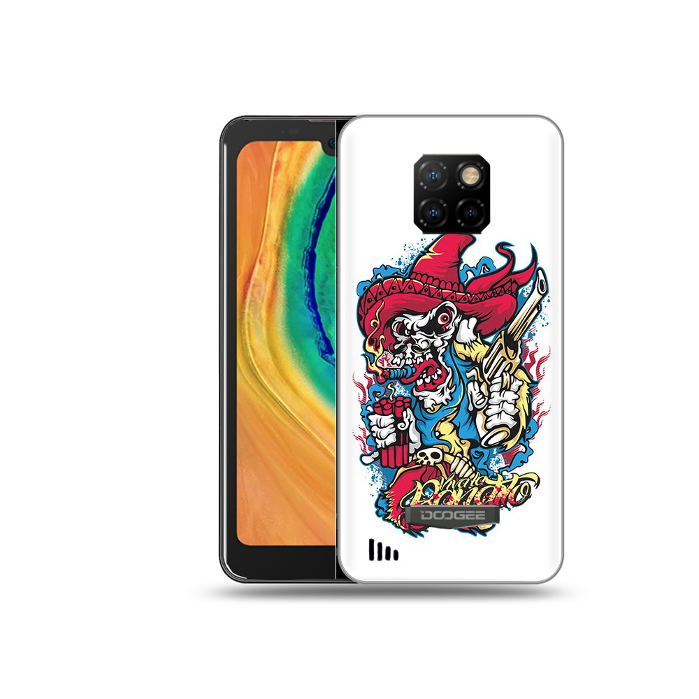 

Чехол MyPads Tocco для Doogee S88 Plus нарисованный скелет с писталетом, Прозрачный, Tocco