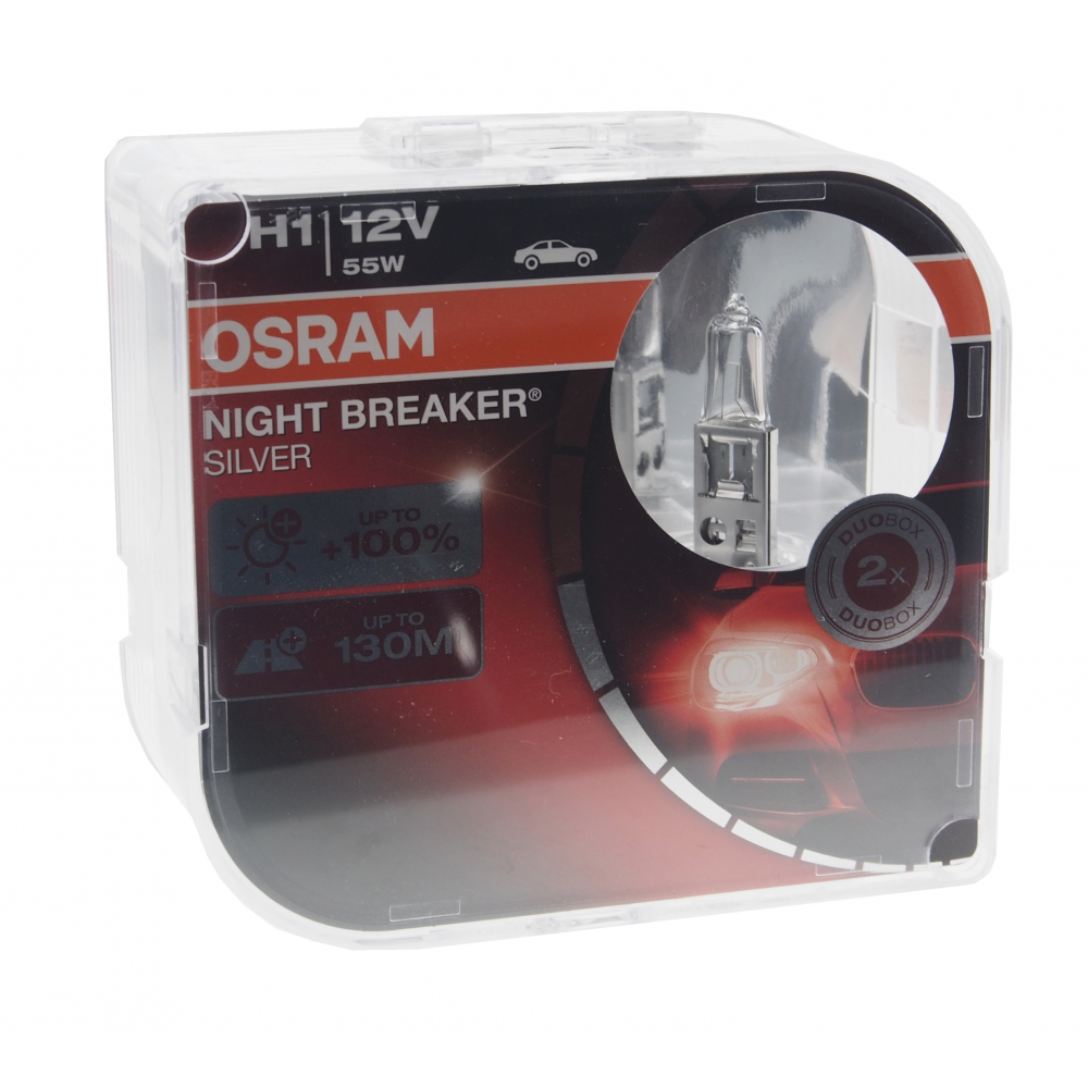 

OSRAM Автолампа H1 55 P14.5s+100% NIGHT SILVER , 2шт 12V ,1,10 64150NBS-HCB