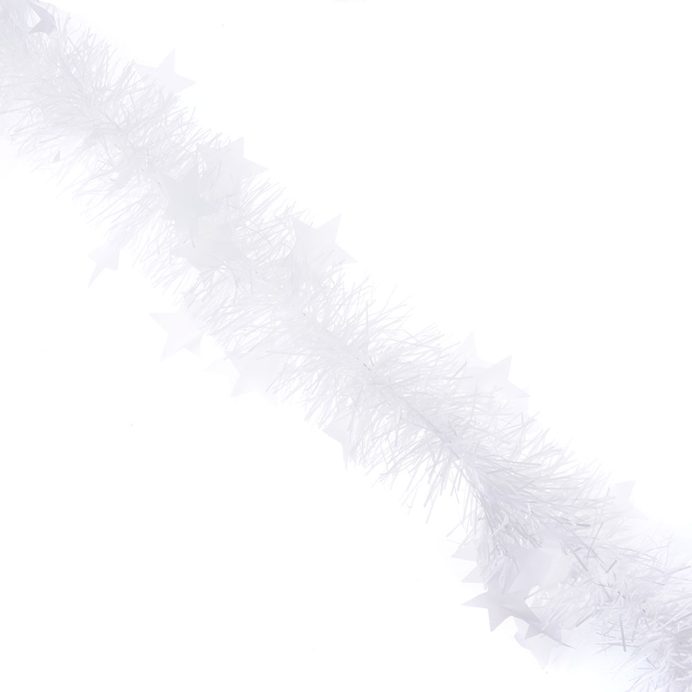 фото Мишура сноубум белая со звездами 2 м 8 см сноу бум