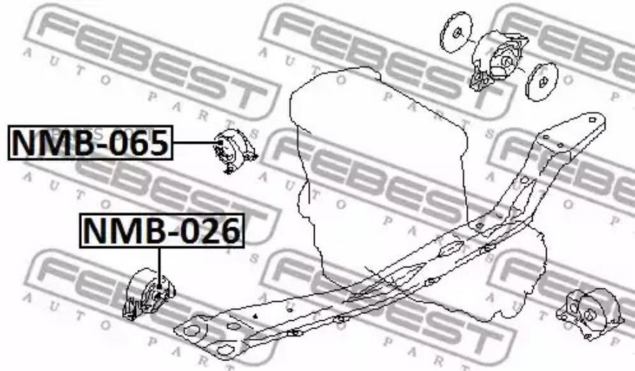 

Сайлентблок передней подушки двигателя FEBEST NMB-065